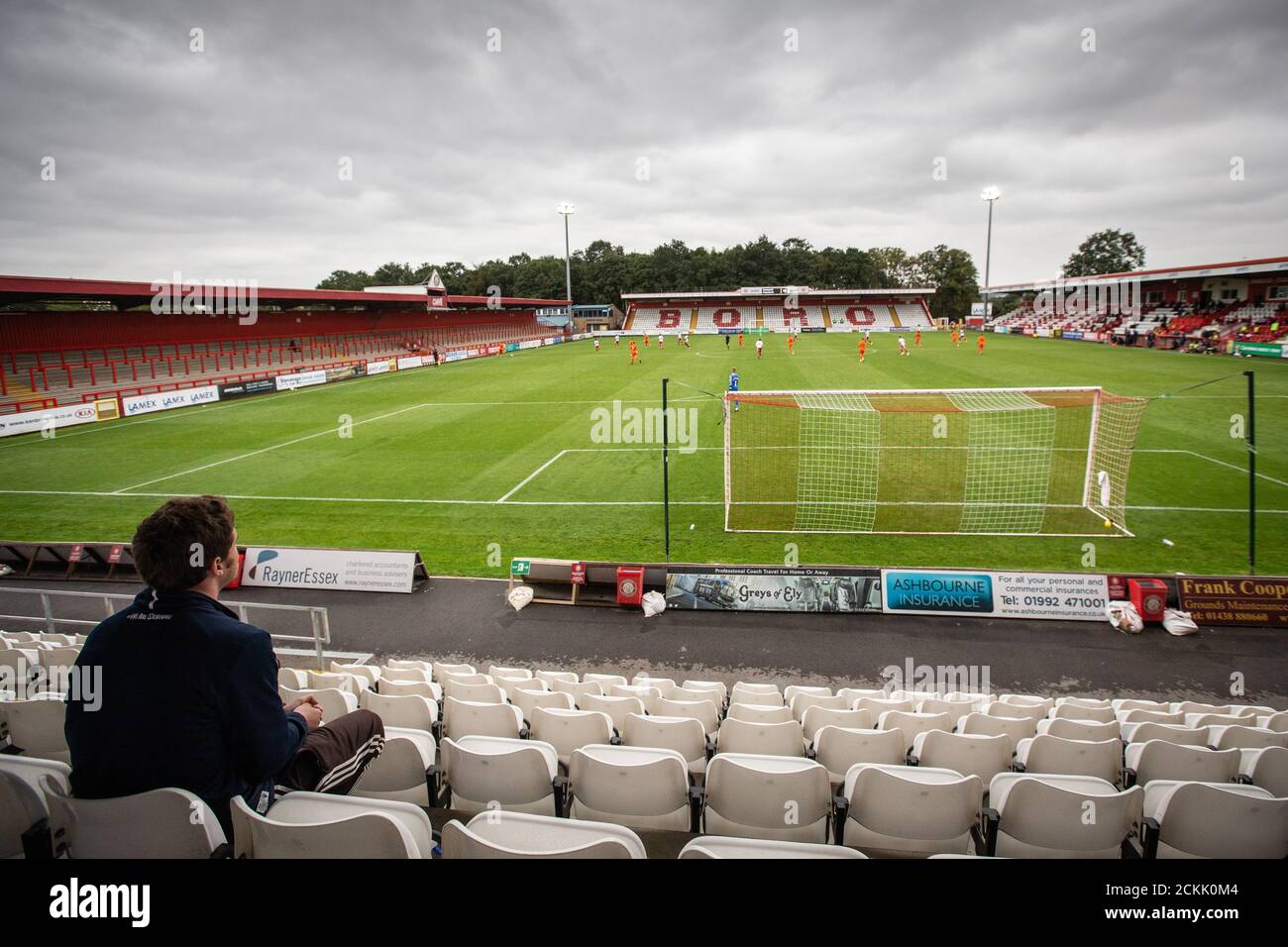 English Football League football match being played behind closed doors at the start of the 2020/21 season in England during Coronavirus pandemic Stock Photo