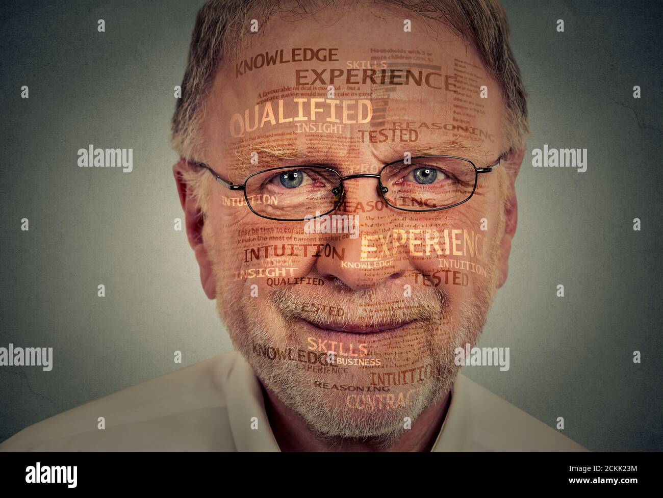 Experienced senior professional. Headshot of a happy elderly man Stock Photo