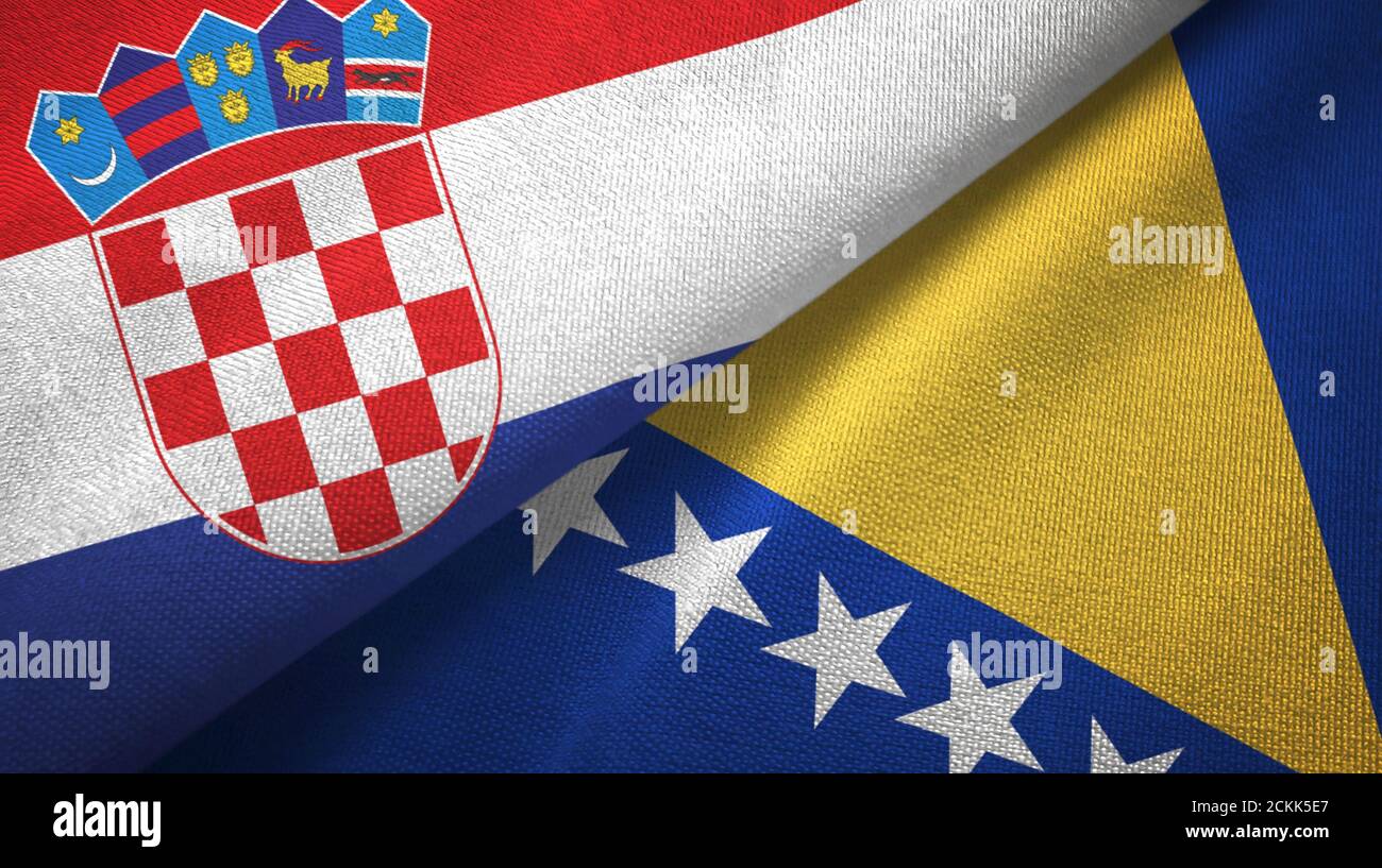 Croatia and Bosnia and Herzegovina two flags textile cloth, fabric texture Stock Photo