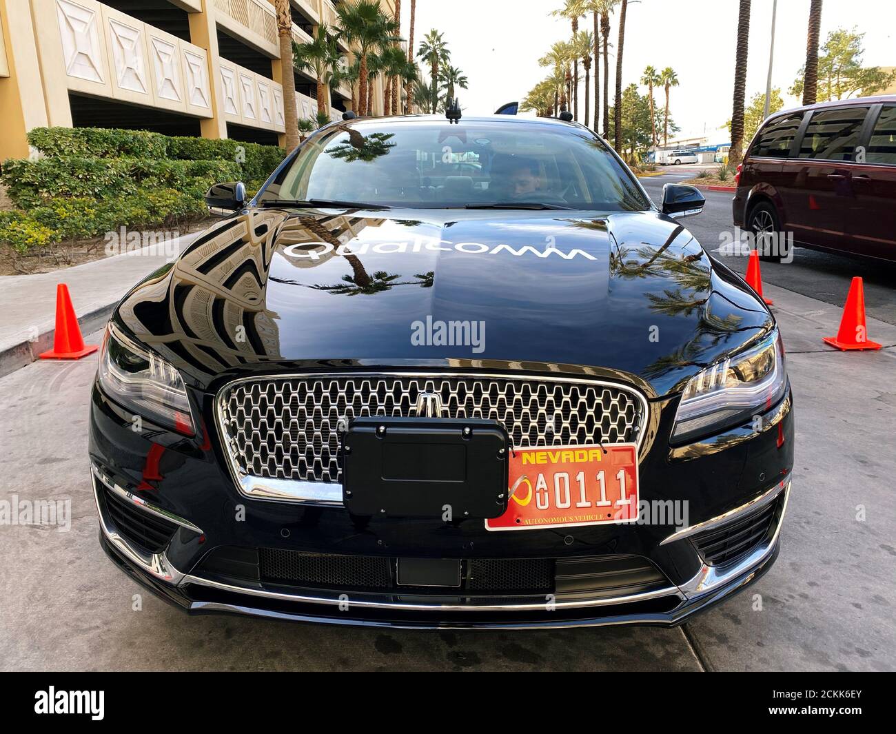 A Demo Car Equipped With The New Snapdragon Ride Autonomous Driving Computing System Is Seen At