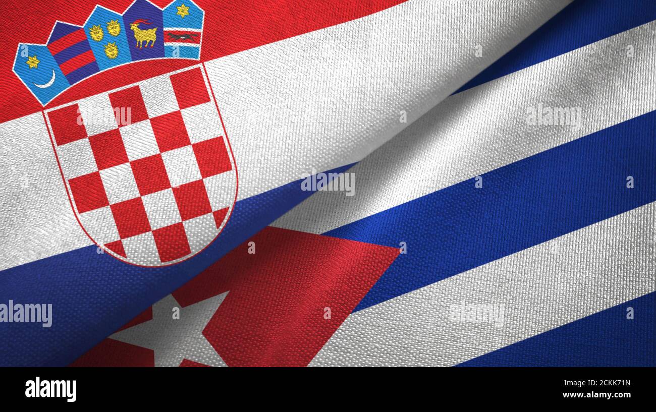 Croatia and Cuba two flags textile cloth, fabric texture Stock Photo