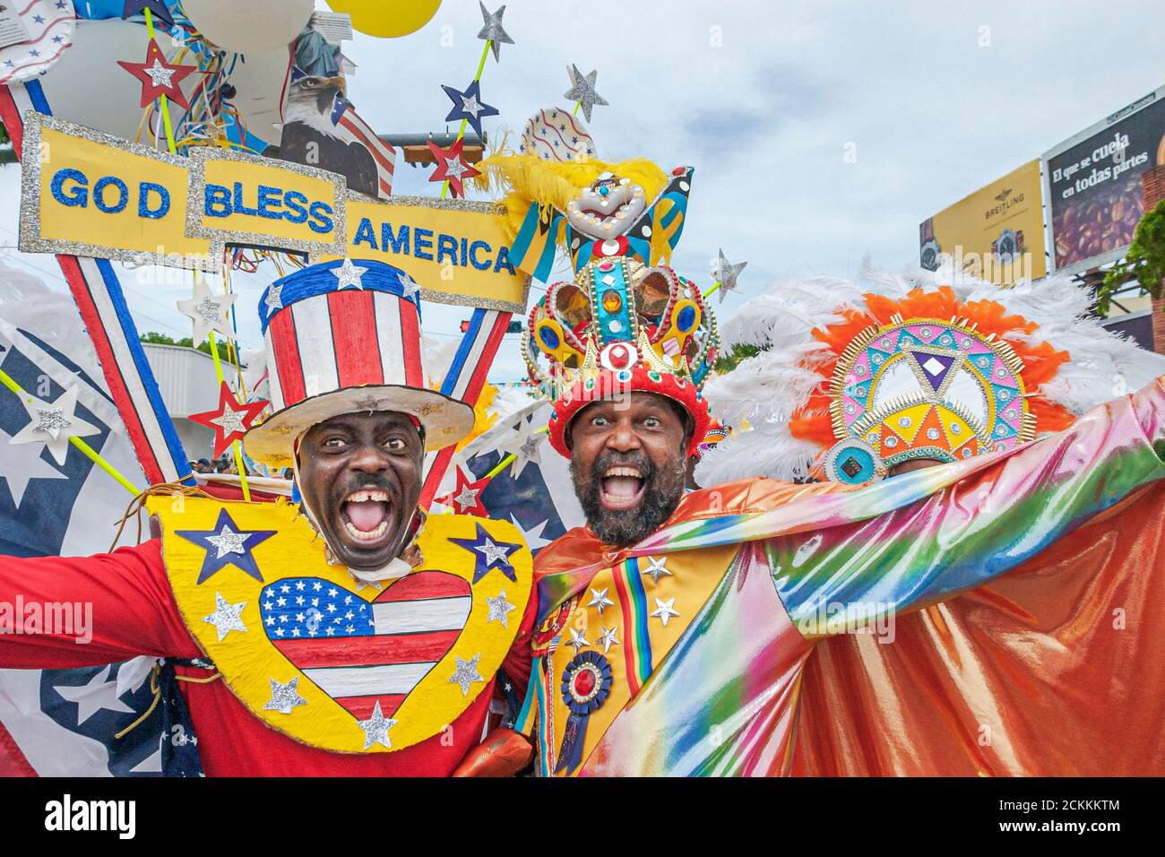 Miami Florida,Coconut Grove,Goombay Festival,celebration event community Bahamian neighborhood,Black African man men male costume costumes regalia, Stock Photo