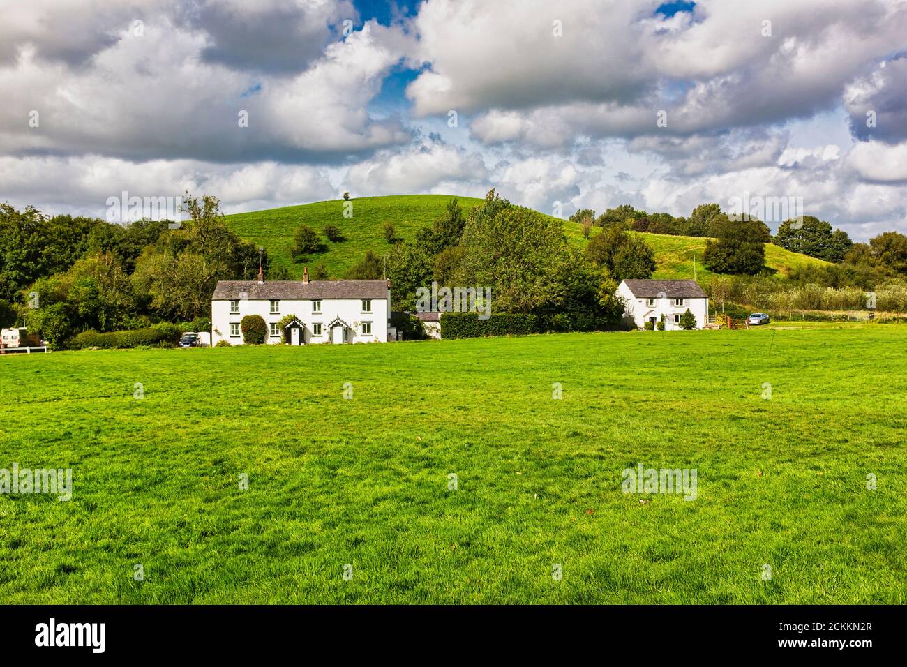 White Coppice Cottages and cricket ground, White Coppice, Chorley