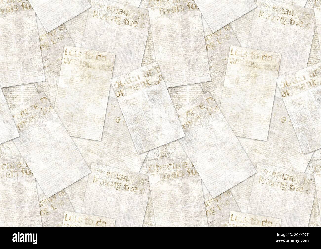 Newspapers old grunge collage texture background. Lots of unreadable blur vintage newsprint