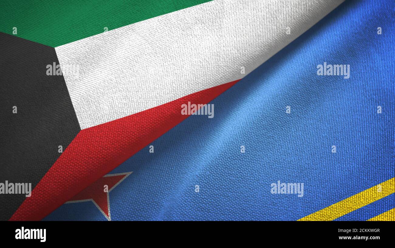 Kuwait Texture Kuwait and Aruba two flags textile cloth, fabric texture Stock Photo ...