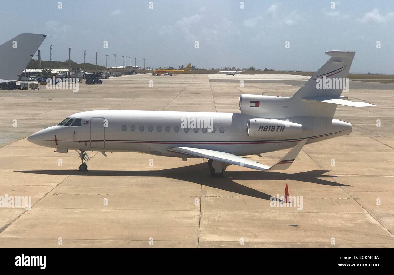 General view of the Dassault Falcon 900 private jet of U.S. fashion  designer Tommy Hilfiger on the tarmac at Barbados' Grantley Adams  International Airport in Barbados, March 20, 2019. REUTERS/ Phil Noble