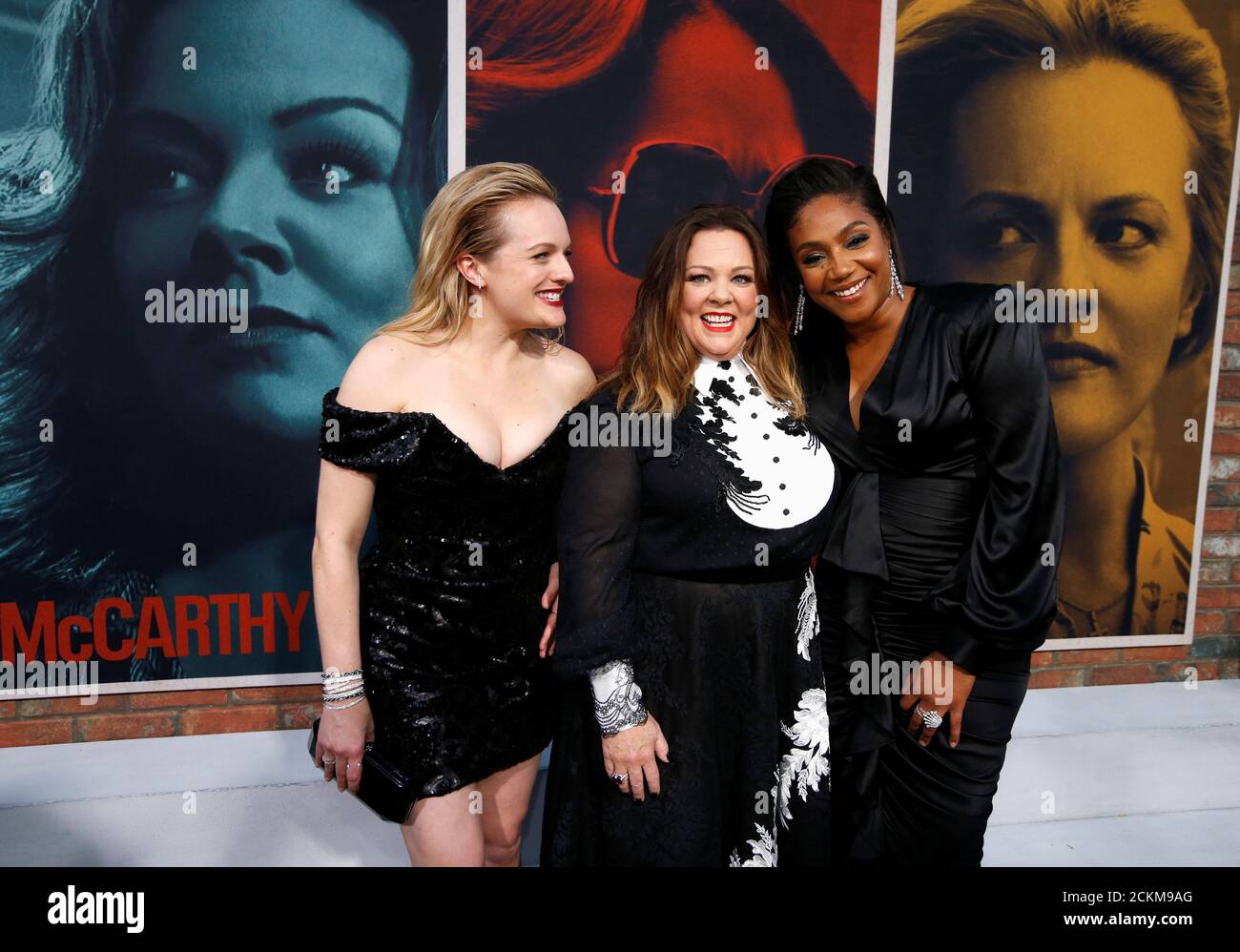 Cast members Tiffany Haddish, Melissa McCarthy and Elisabeth Moss attend the premiere for the movie 'The Kitchen' in Los Angeles, California, U.S., August 5, 2019. REUTERS/Mario Anzuoni Stock Photo