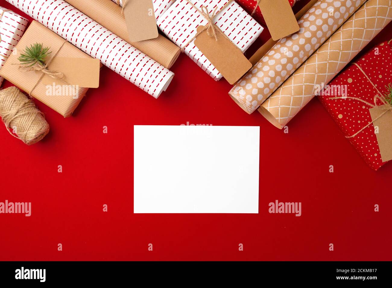 Christmas preparations concept with wrapping paper, gift