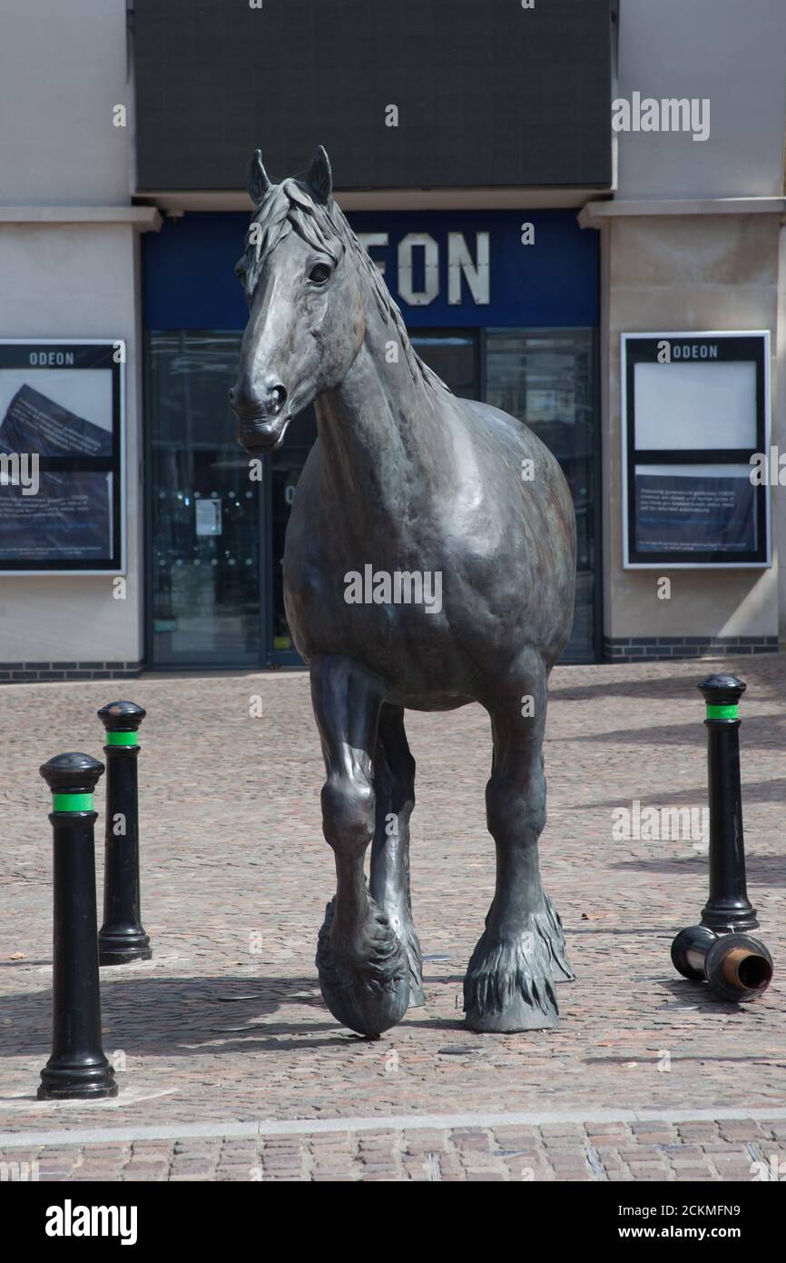 An equine sculpture by Shirley Pace at Brewery Square in Dorchester, Dorset in the UK. Taken on the 20th July 2020 Stock Photo