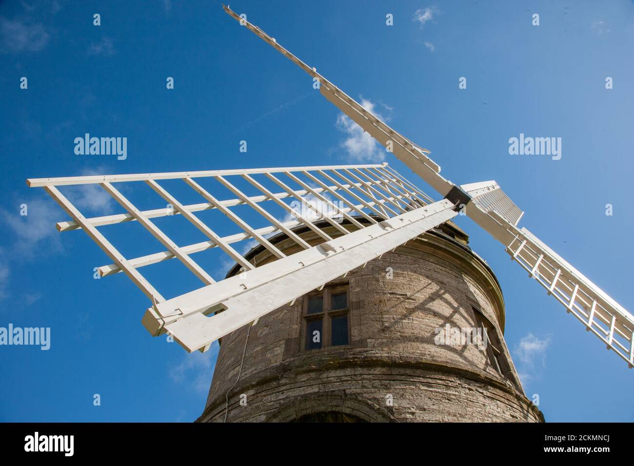 The unique arched stone tower of Chesterton windmill on a sunny summer day - Warwickshire UK Stock Photo