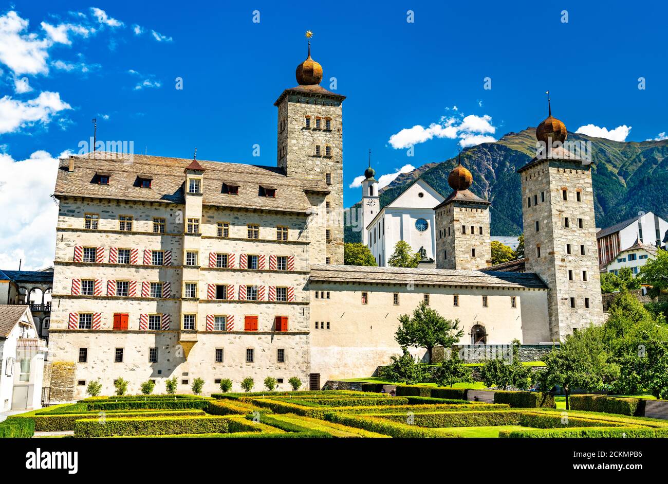 The Stockalper Palace in Brig, Switzerland Stock Photo