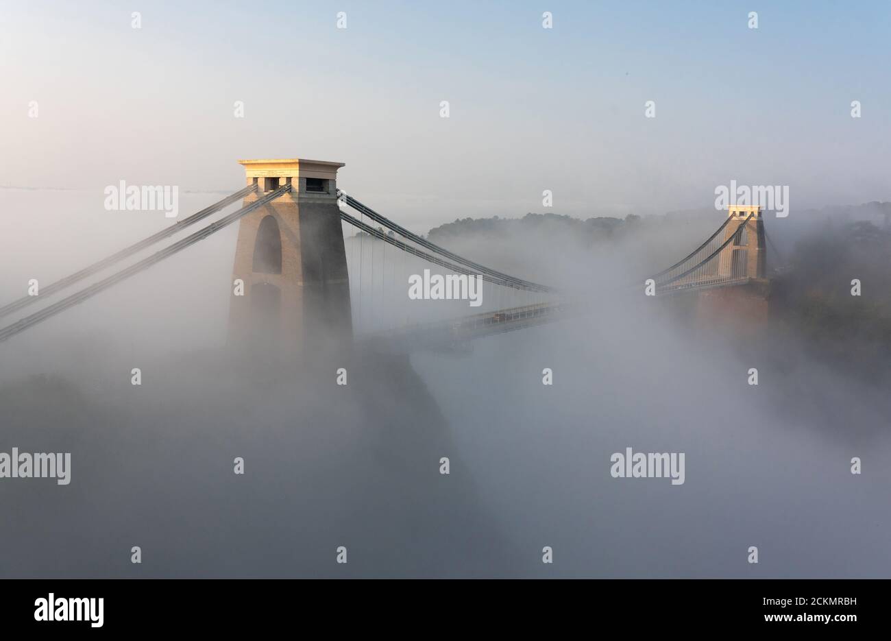 Morning inversion clouds over the Clifton Suspension Bridge in Bristol UK Stock Photo