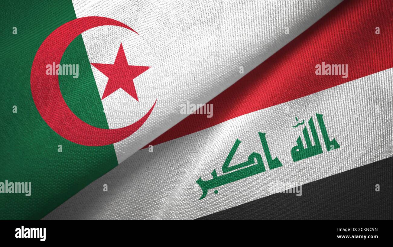 Algeria and Iraq two flags textile cloth Stock Photo