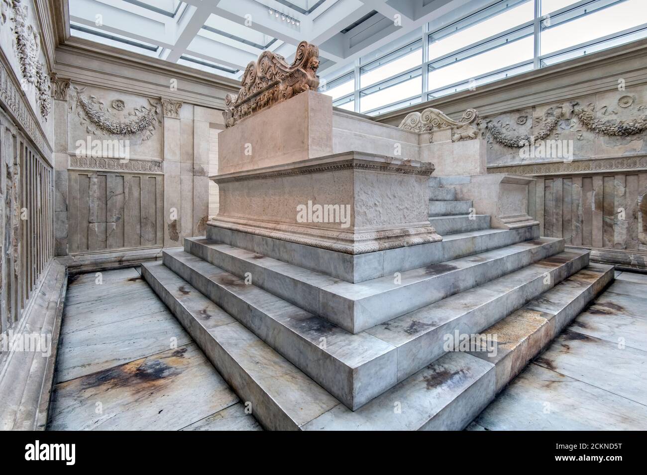 Ara Pacis Altar of Augustan Peace, Museum of Ara Pacis, Rome, Lazio, Italy Stock Photo