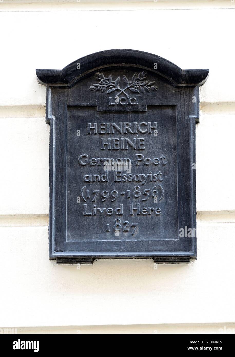 London, England, UK. Commemorative plaque. 'Heinrich Heine German poet and essayist (1799-1856) lived here 1827' at 32 Craven Street, Westminster, WC2 Stock Photo