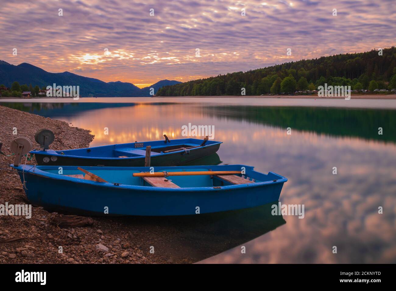 The morning awakens over the Walchensee! Stock Photo