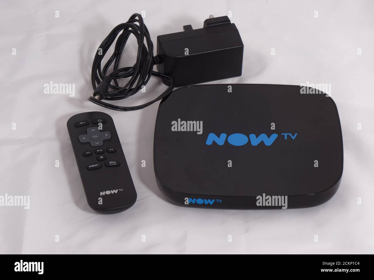 NOW TV streaming television box with power supply and remote Stock