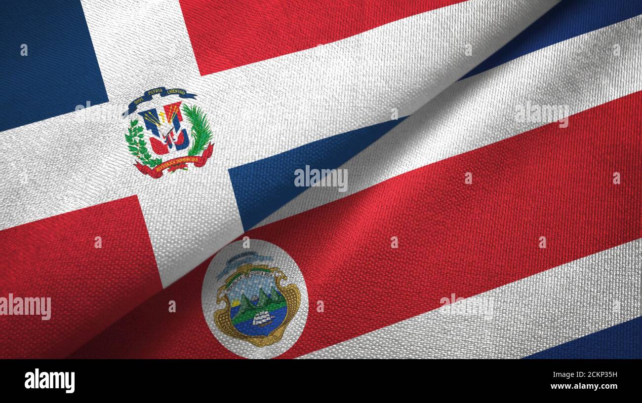 Dominican Republic and Costa Rica two flags textile cloth, fabric ...