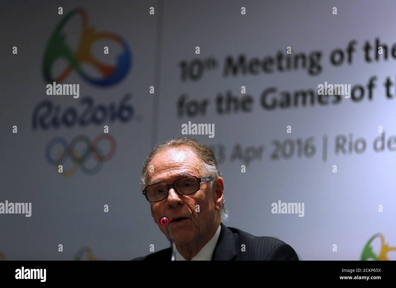 Rio 2016 Olympic Games Organising Committee President Carlos Arthur Nuzman speaks at a news conference during the IOC Coordination Commission's 10th visit to Rio de Janeiro, Brazil, April 13, 2016. REUTERS/Pilar Olivares Stock Photo