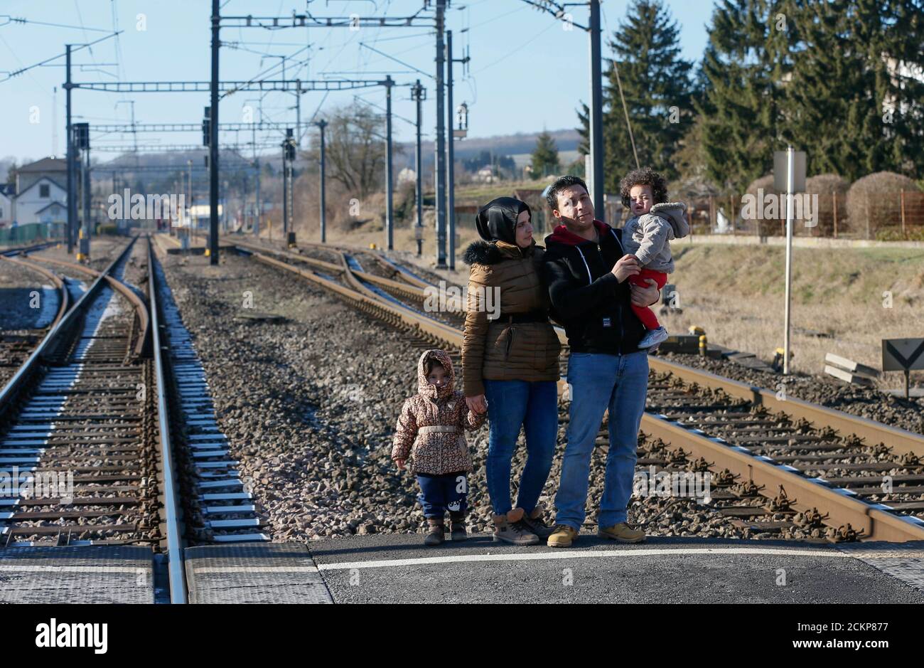 From L-R, Syrian family Maya, Mohamed, Ghufran and Shadin al-Khalaf are  seen near their apartment in Wecker, Luxembourg, January 19, 2017. Picture  taken January 19, 2017. To match Insight EUROPE-MIGRANTS/RAQQA REUTERS/Yves  Herman
