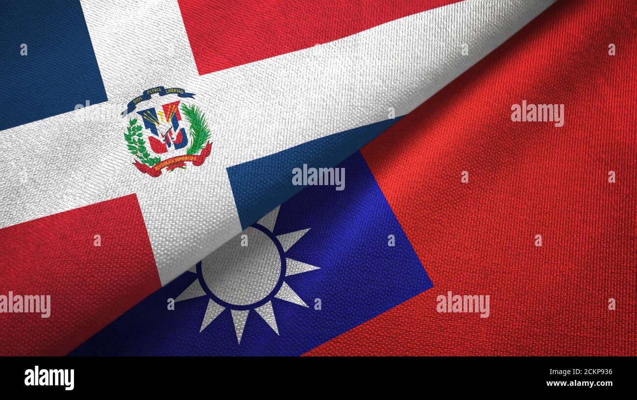 Dominican Republic and Taiwan two flags textile cloth, fabric texture Stock Photo