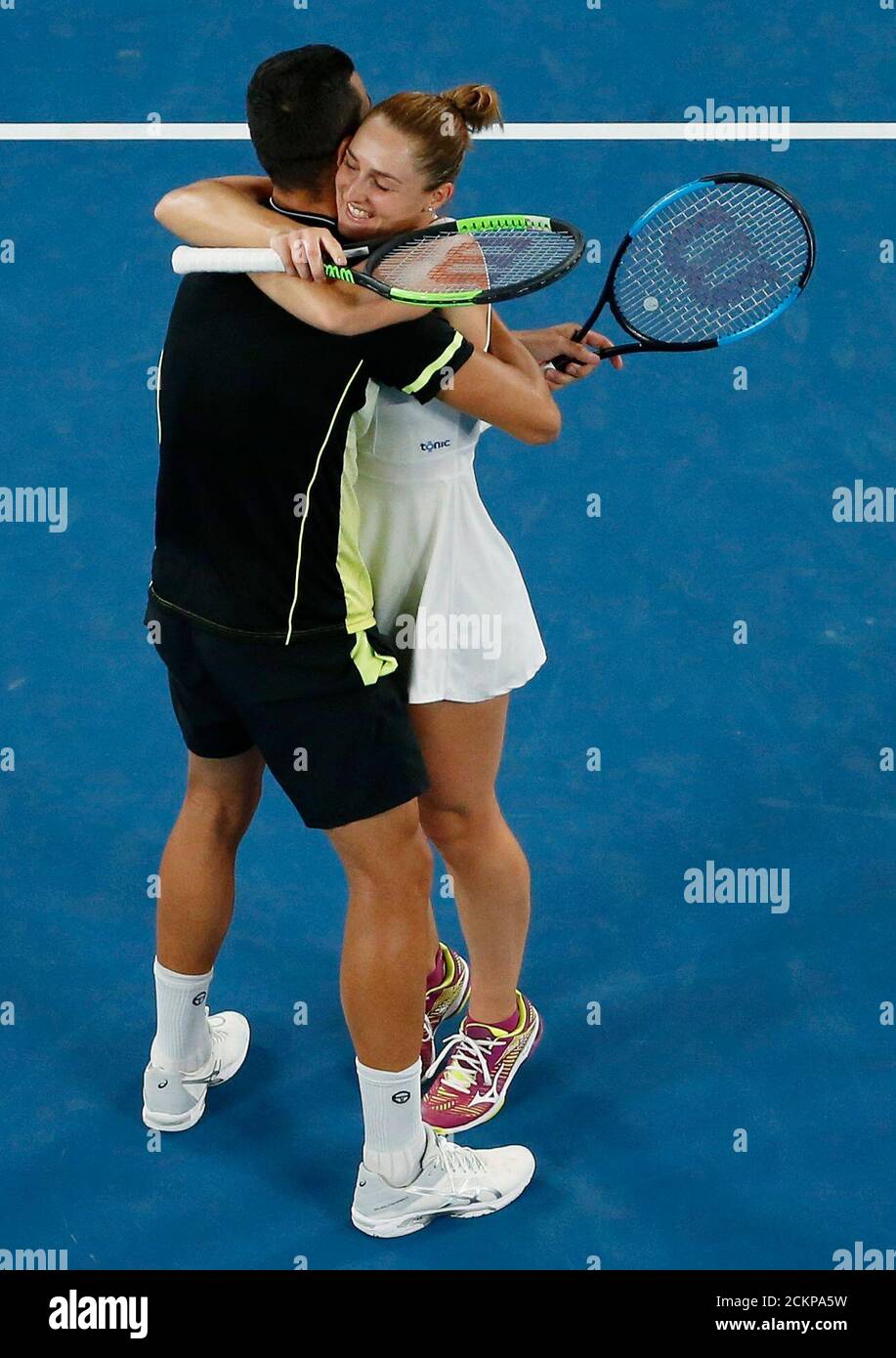 Tennis Australian Open Mixed Doubles Final Rod Laver Arena Melbourne Australia January 28 18 Mate Pavic Of Croatia And Gabriela Dabrowski Of Canada Celebrate Winning Against Timea Babos Of Tennis Australian Open Mixed Doubles Final Rod Laver Arena Melbourne Australia January 28 18 Mate Pavic Of Croatia And Gabriela Dabrowski Of Canada Celebrate Winning Against Timea Babos Of