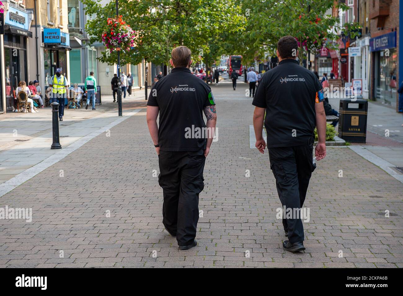 Uxbridge, London Borough of Hillingdon, UK. 11th September, 2020. Marshals will be on the streets from Monday in towns to ensure people are sticking to groups of no more than six, however, it seems that the marshals will not actually have any legal powers to enforce the new social distancing rules that apply from Monday 14th September 2020. Credit: Maureen McLean/Alamy Stock Photo
