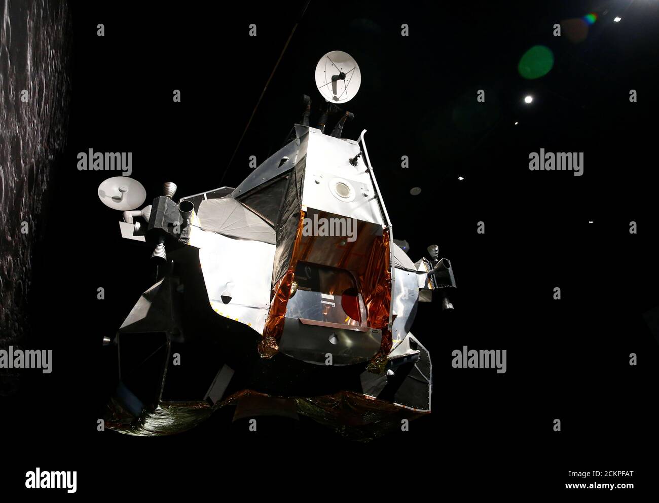 A full-size mockup of the Apollo lunar module, which carried astronauts from orbit to the Moon's surface, is pictured at the 'Destination Moon: The Apollo 11 Mission' exhibit at the Museum of Flight in Seattle, Washington, U.S., July 16, 2019.   REUTERS/Lindsey Wasson Stock Photo