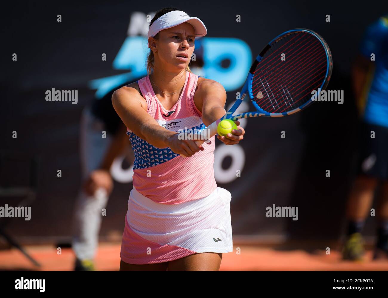 Rome, Italy. 16th Sep, 2020. Magda Linette of Poland in action during her  second-round match at the 2020 Internazionali BNL d'Italia WTA Premier 5  tennis tournament on September 16, 2020 at Foro