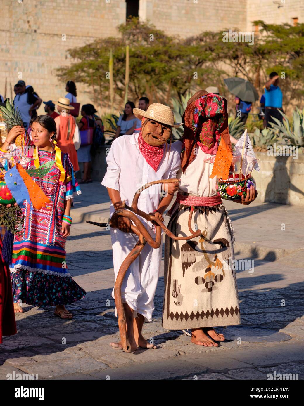 Mexican Old people creature walking in a parade in Street of Oaxaca Stock Photo