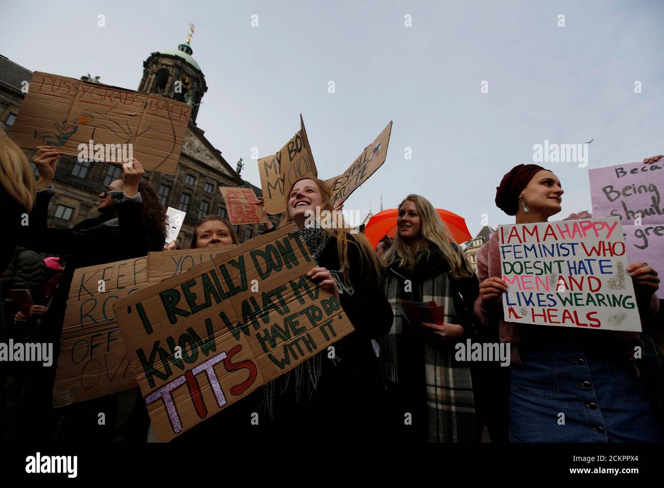 Demonstrators gather to urge public to vote against hate in Amsterdam, Netherlands, March 11, 2017. REUTERS/Cris Toala Olivares Stock Photo
