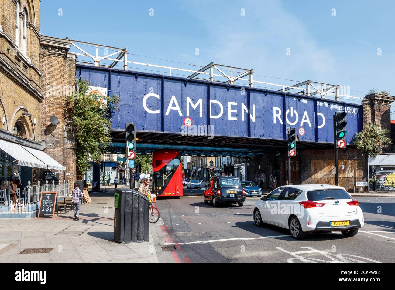Rail bridge over camden road at the junction with royal hires stock