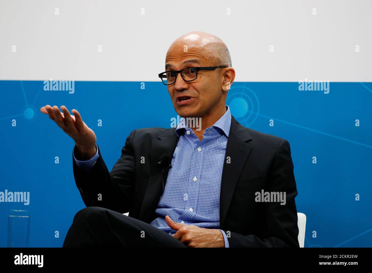 Microsoft Ceo Satya Nadella Addresses A News Conference In Berlin Germany February 27 2019 Reuters Fabrizio Bensch Stock Photo Alamy