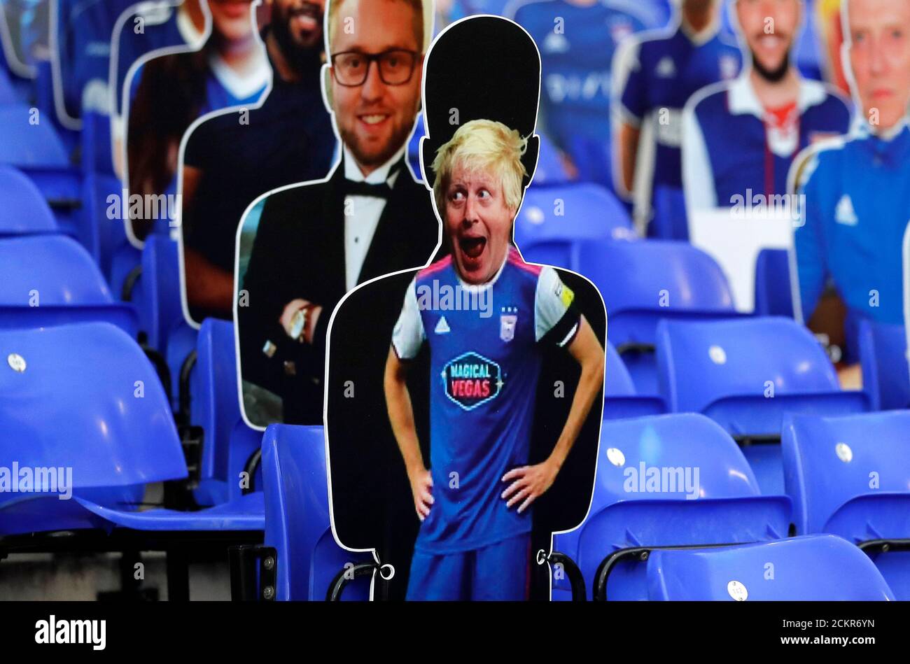 Cardboard cutout Prime Minister Boris Johnson before the Carabao Cup