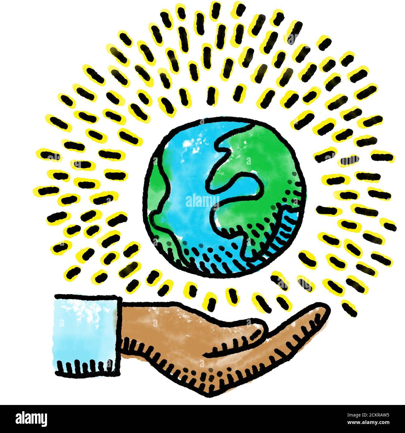 world and hand, symbol of environmental protection Stock Photo