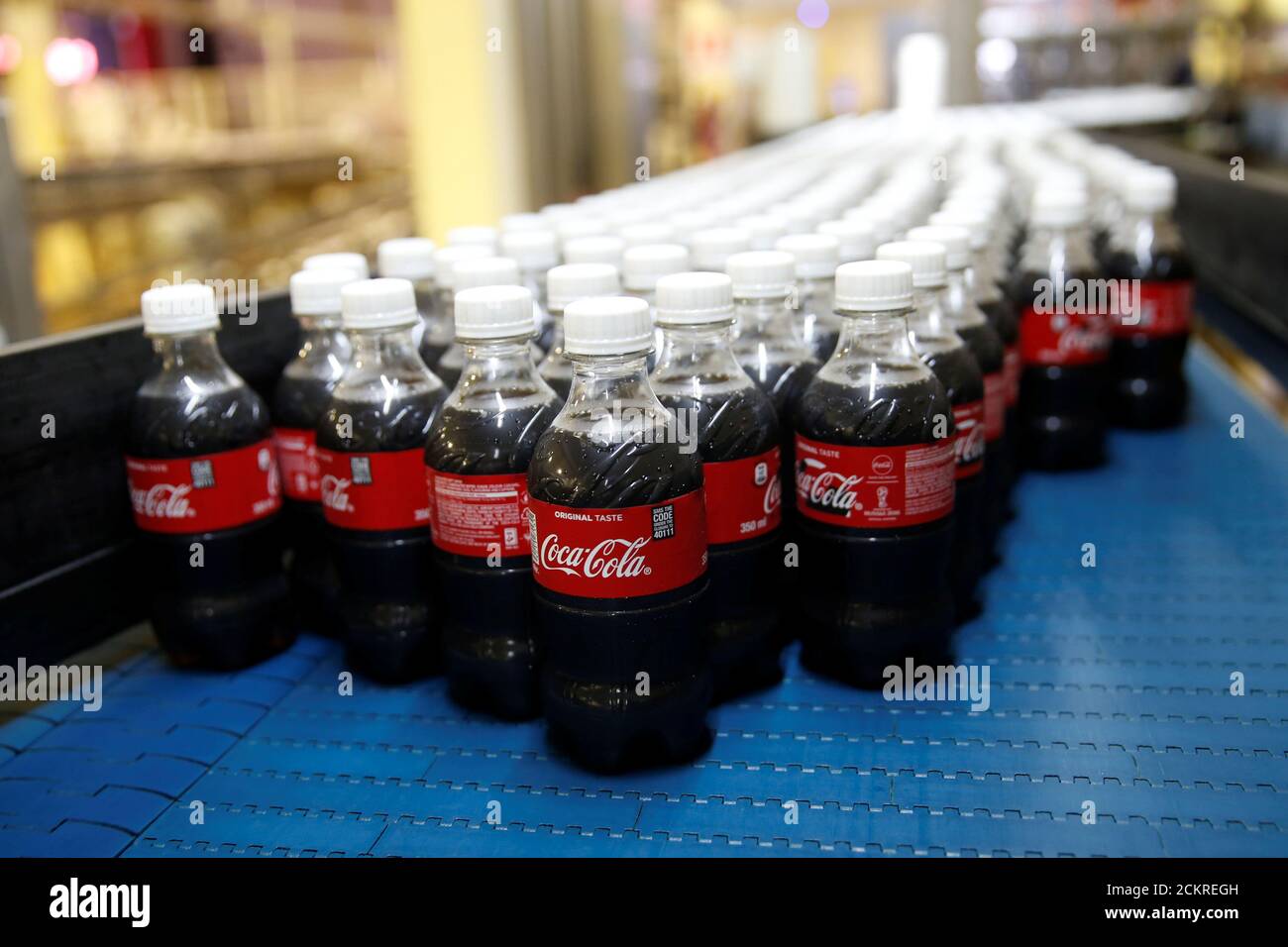 Coca Cola plastic bottles or seen on the production line of the Coca Cola factory in Nairobi