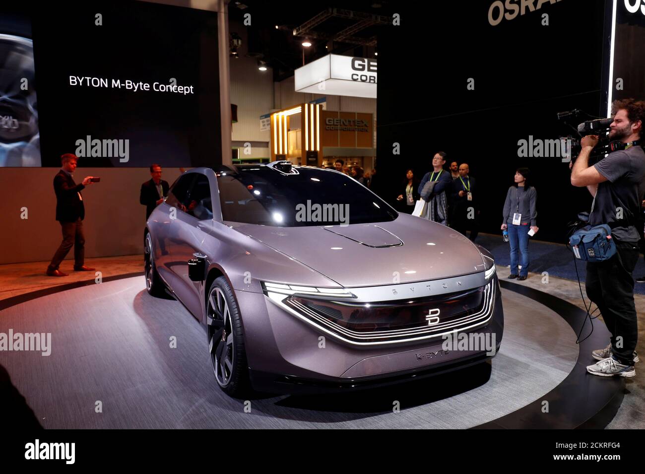 The Byton K-Byte, an electric, autonomous-driving concept car, is displayed  during the 2019 CES in Las Vegas, Nevada, U.S. January 8, 2019.  REUTERS/Steve Marcus Stock Photo - Alamy