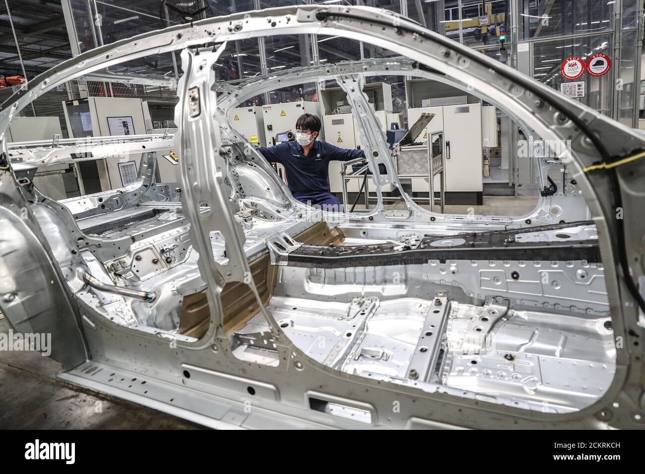 Beijing, China's Liaoning Province. 17th Feb, 2020. An employee works at Tiexi Plant of BMW Brilliance Automotive (BBA) in Shenyang, northeast China's Liaoning Province, Feb. 17, 2020. Credit: Pan Yulong/Xinhua/Alamy Live News Stock Photo
