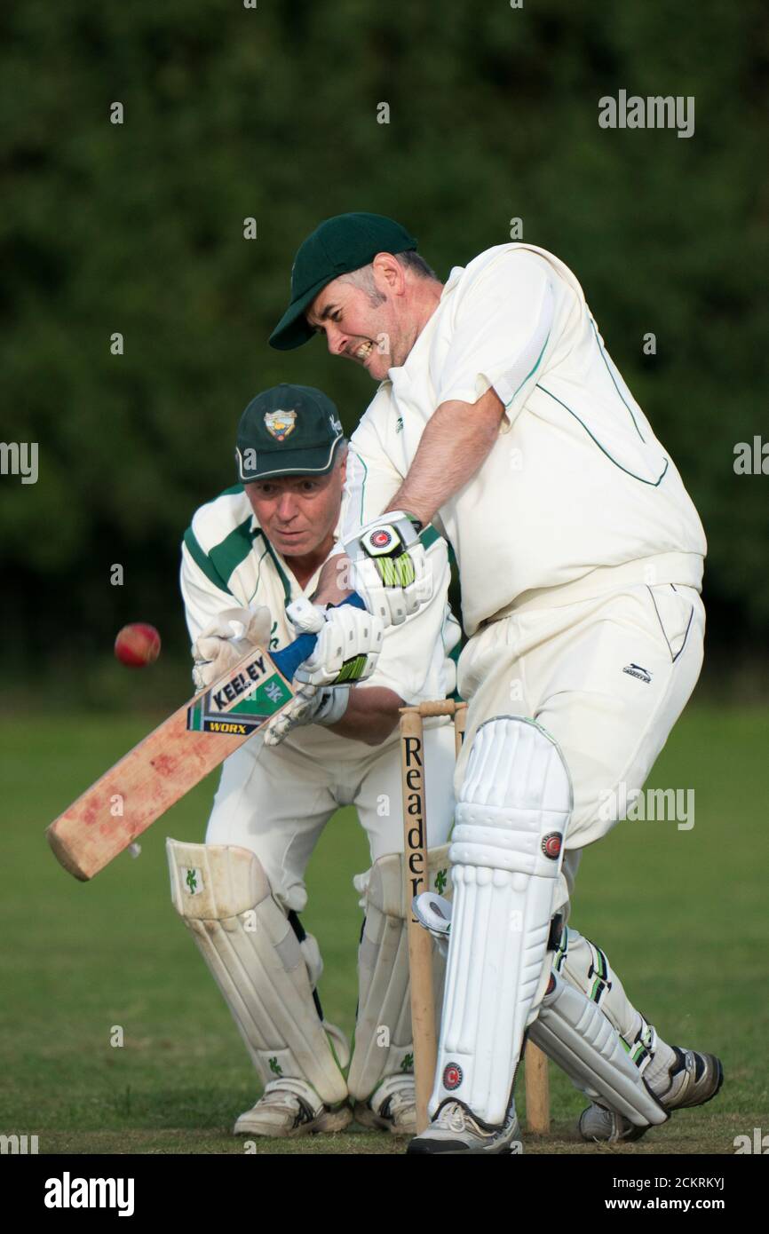 Cricket batsman hitting six Stock Photo Alamy