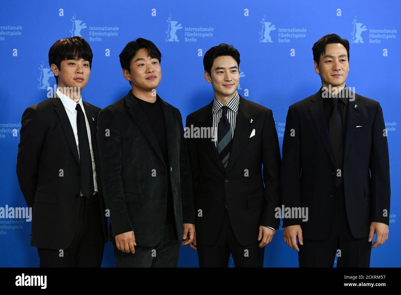 Actors Lee Je-hoon, Ahn Jae-hong, Choi Woo-shik, Park Jeong-min, Park  Hae-soo pose as they arrive for the screening of the movie 