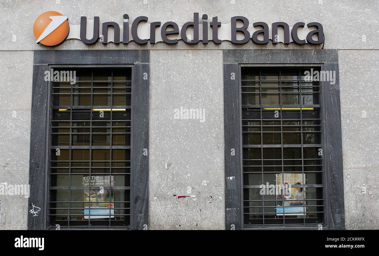 The Logo Of Unicredit Banca Is Seen In Foggia Italy March 21 2016 Reuters Tony Gentile Stock Photo Alamy