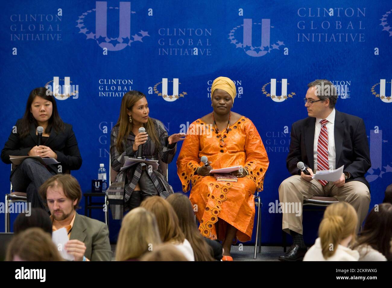 Austin, TX February 14, 2009: A working session on women's Peace and Human Rights for Women at the second-annual Clinton Global Initiative University, a conference bringing together students to take action on global challenges such as poverty, hunger, energy, climate change and global health. The program is patterned after Clinton Global Initiative Foundation formed by President Bill Clinton.  ©Bob Daemmrich Stock Photo