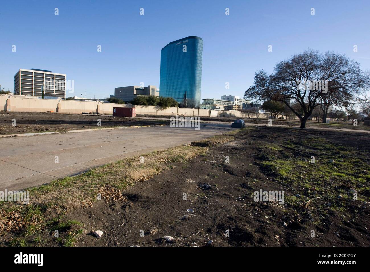 Dallas, TX January 22, 2009:  The grounds off Central Expressway on the campus of Southern Methodist University where the George W.  Bush Presidential Library will be built.  Several apartment complexes were torn down to accommodate the former president's archives. ©Bob Daemmrich Stock Photo