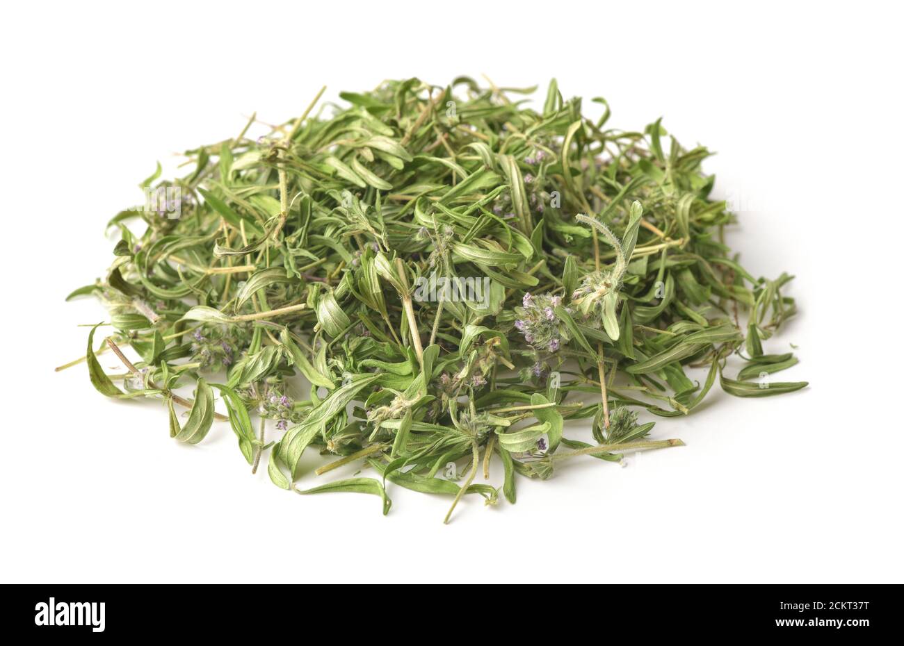 Heap of dried wild thyme isolated on white Stock Photo