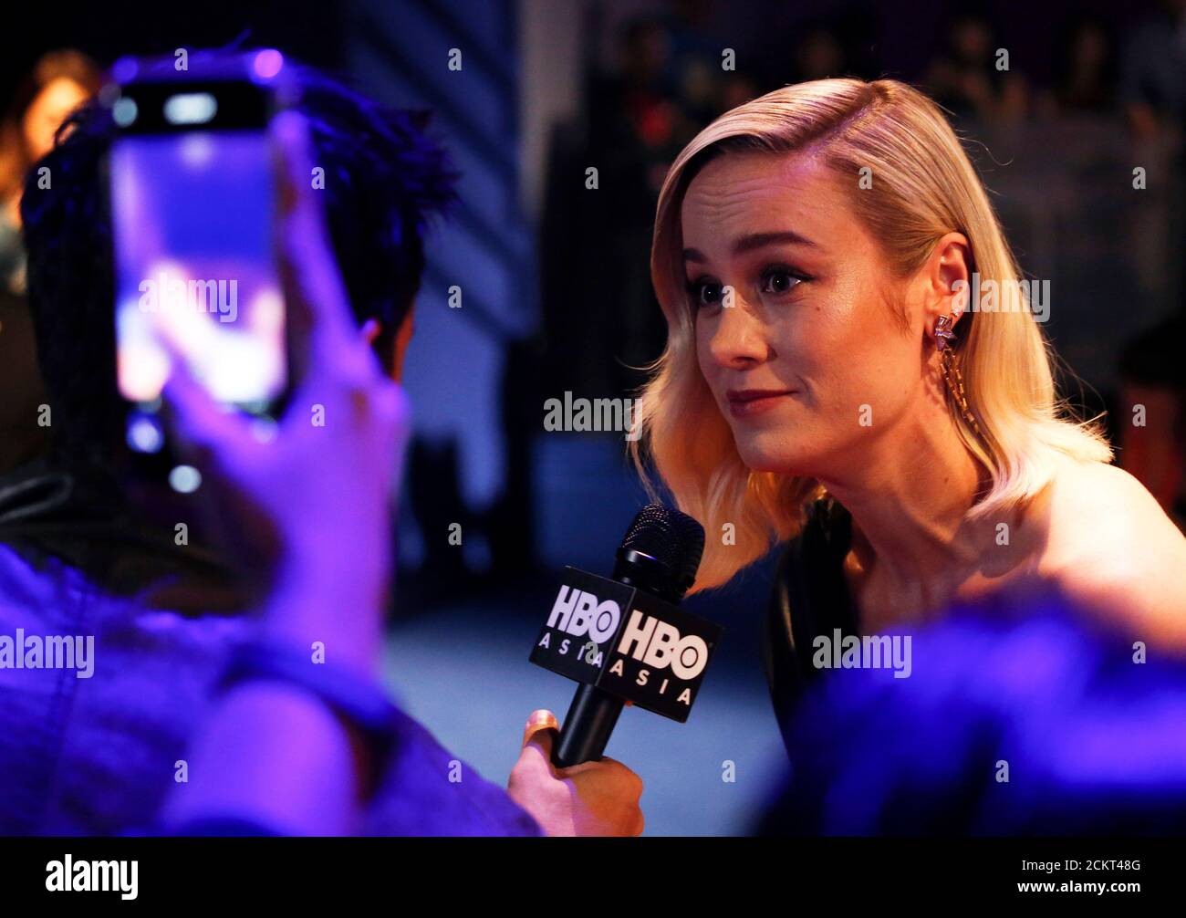 Captain Marvel cast member Brie Larson speaks to the media at a fan event  in Singapore, February 14, 2019. REUTERS/Feline Lim Stock Photo - Alamy