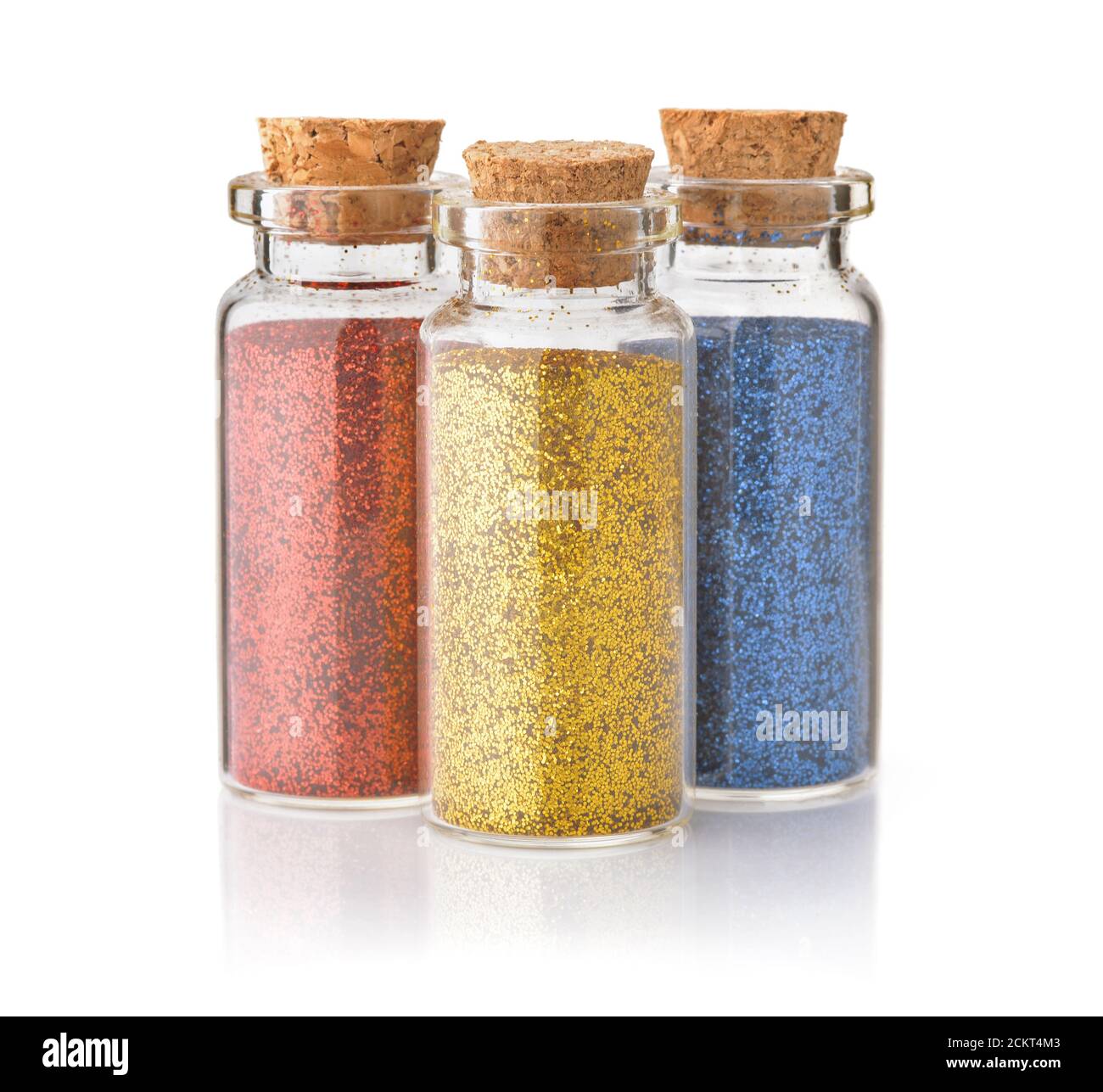 Front view of three colorful glitter bottle isolated on white Stock Photo Alamy