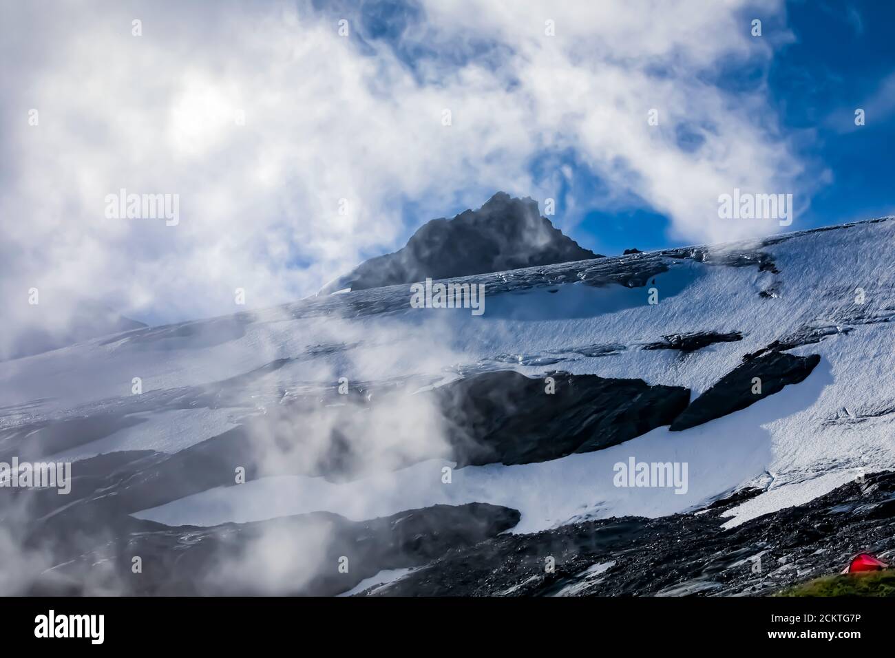 Hogsback Camp Tentsite used by climbers in Hogsback Camp on Heliotrope Ridge below ...