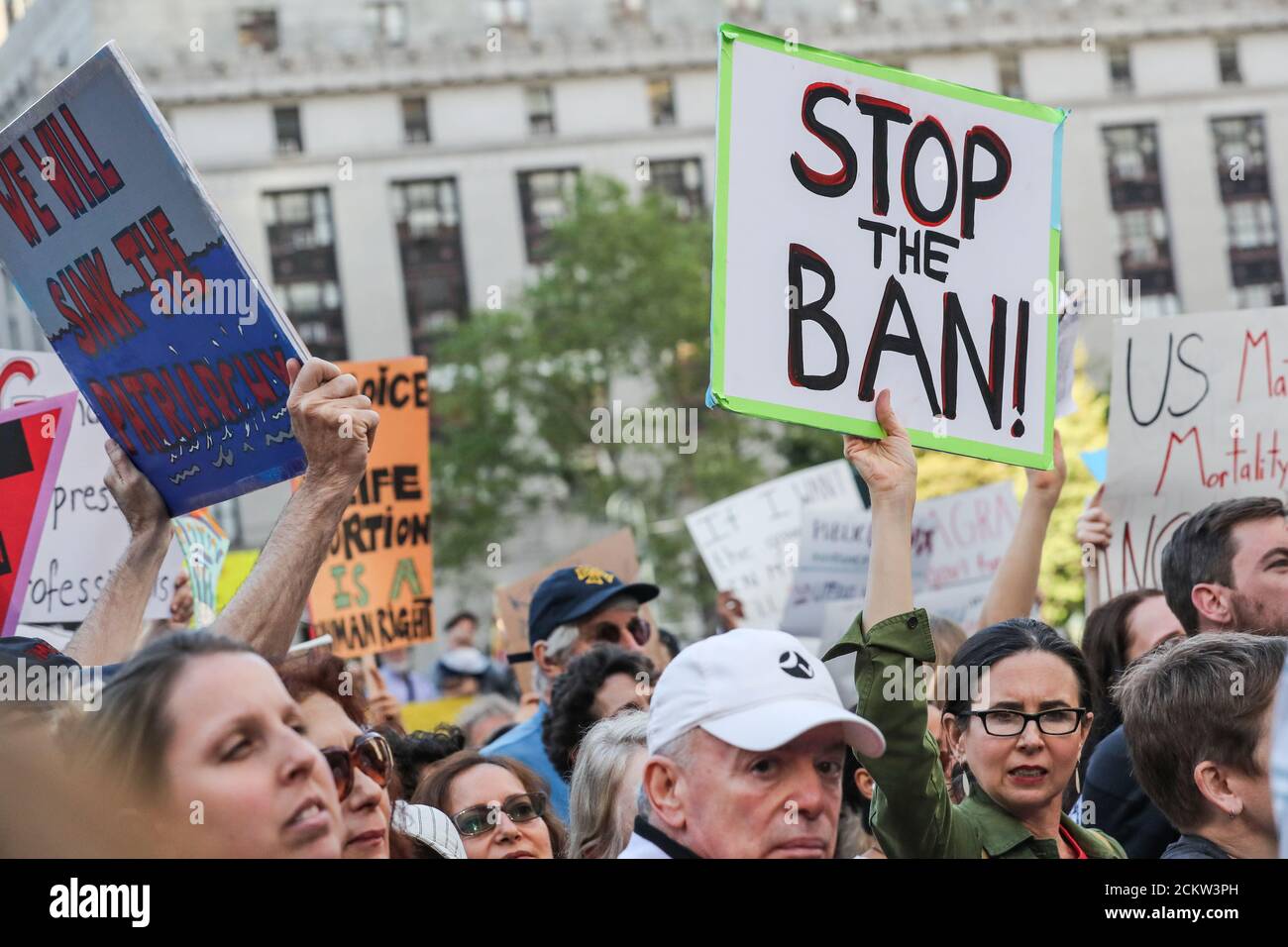 Abortion-rights campaigners attend a rally against new restrictions on abortion passed by legislatures in eight states including Alabama and Georgia, in New York City, U.S., May 21, 2019. REUTERS/Jeenah Moon Stock Photo