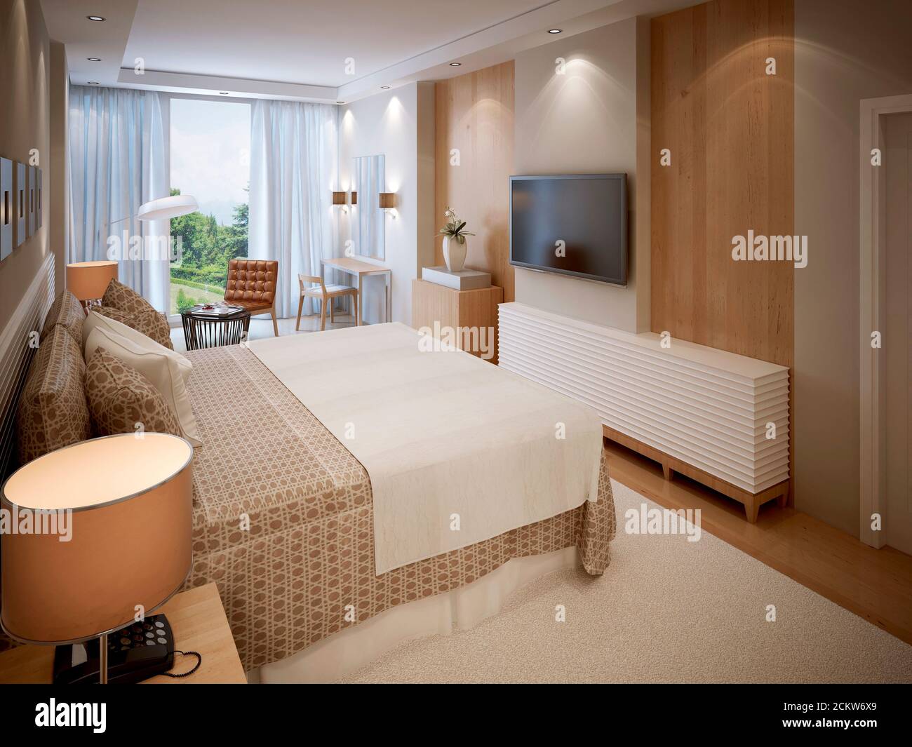 Hightech bedroom design. 3d render Stock Photo Alamy