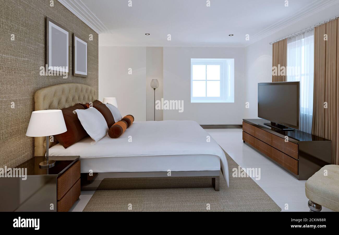 Comfortable bedroom avant-garde style. 3d render Stock Photo - Alamy